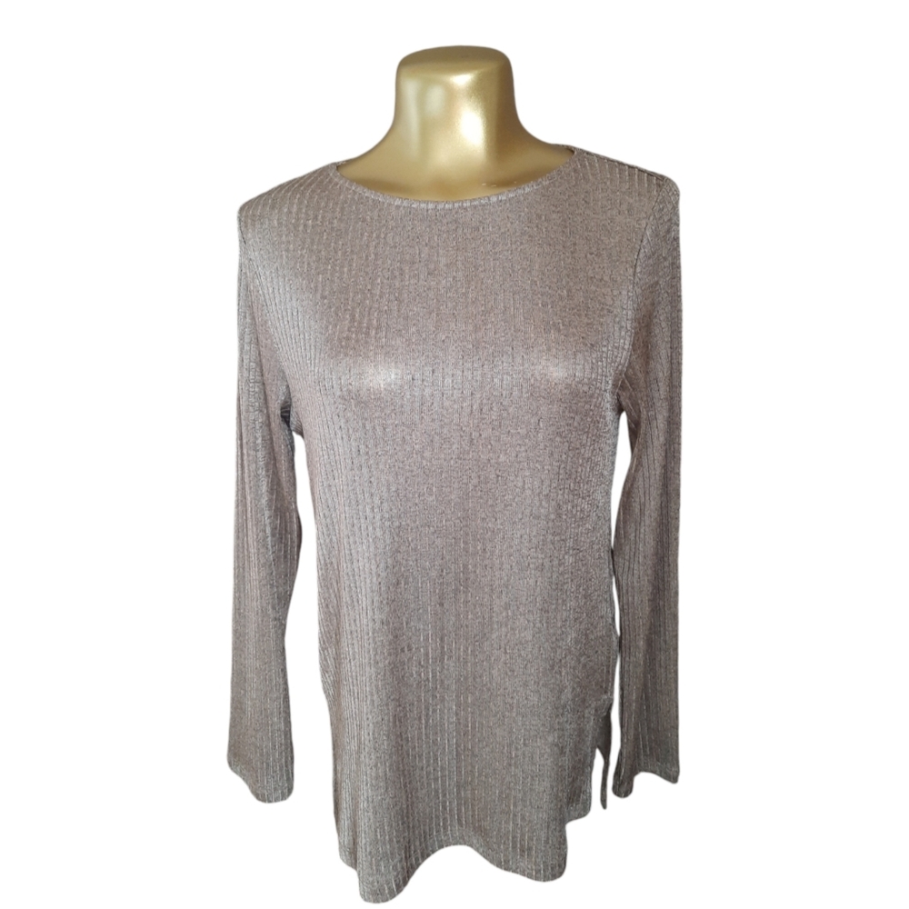 H&M M Metallic‎ long sleeves shirt. Holiday metallic bronze.